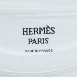Hermes White Micro Print Cotton Short Sleeve T-Shirt S