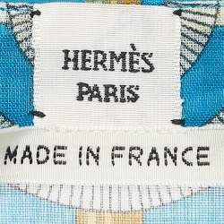 Hermes Blue Belt Print Cotton Side Buttoned Kaftan Tunic Top One Size