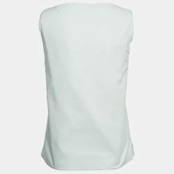 Hermes Vintage White Cotton Layered Sleeveless Top S