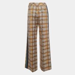 Hermes Grey/Multicolor Checked Patterned Wool Trousers M