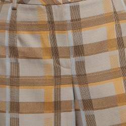 Hermes Grey/Multicolor Checked Patterned Wool Trousers M