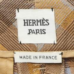 Hermes Grey/Multicolor Checked Patterned Wool Trousers M