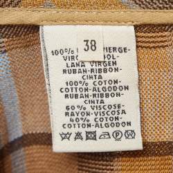 Hermes Grey/Multicolor Checked Patterned Wool Trousers M