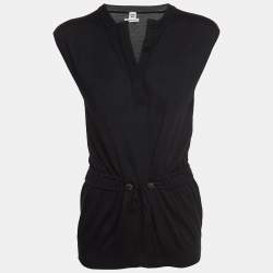 Hermes Black Cashmere & Silk Elasticated Waist Sleeveless Top S