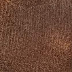 مملوكة مسبقًا Hermès Brown Lurex Knit Turtle Neck Long Sleeve Top M