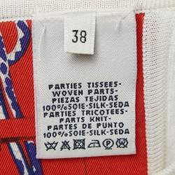 Hermès Cream Print Silk Knit Sleeveless Top M