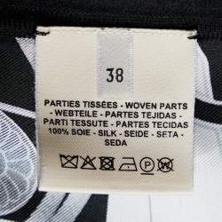 Hermes Black/White Printed Silk & Knit Belted Cardigan M