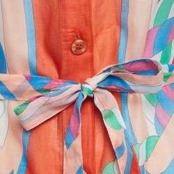 Hermès Multicolor Printed Cotton Canoe Pareo Tunic Dress S