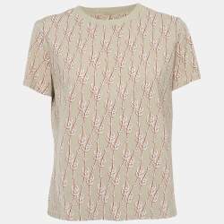 Hermes Beige Chain Print Cotton Short Sleeve T-Shirt L