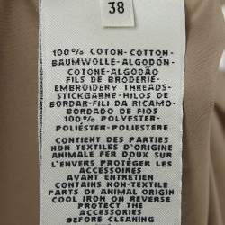 Pre Owned Hermès  Beige Logo Embroidered Cotton Belted Midi Shirt Dress M