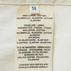 Pre Owned Hermès Beige Embroidered Denim Mini Skirt M