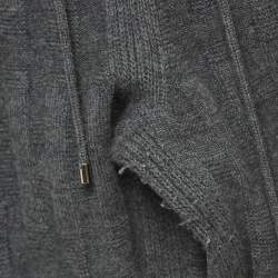 Hermes Grey Patterned Wool Blend Knit Drawstring Joggers L
