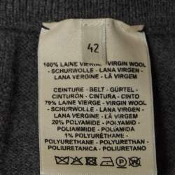 Hermes Grey Patterned Wool Blend Knit Drawstring Joggers L