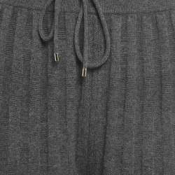 Hermes Grey Patterned Wool Blend Knit Drawstring Joggers L