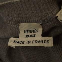 Hermes Grey Printed Silk and Cashmere Crew Neck Sweatshirt M