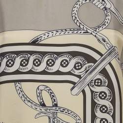 Hermes Grey Printed Silk and Cashmere Crew Neck Sweatshirt M