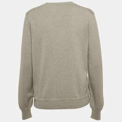 Hermes Grey Printed Silk and Cashmere Crew Neck Sweatshirt M