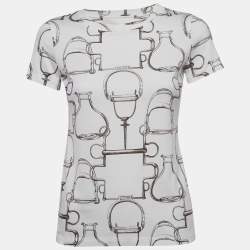 Hermès White Saddle Printed Cotton Crew Neck T-Shirt S