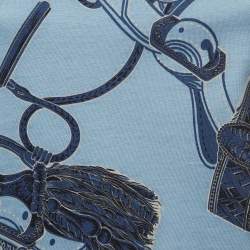 Pre Owned Hermès Blue Printed Cotton Crew Neck T-Shirt S