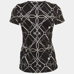 مملوكة مسبقًا Hermès Black Ropes and Belts Printed Cotton Crew Neck T-Shirt S