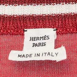 Hermès Red Textured Knit  Chaines d' Ancre Zipper Top S