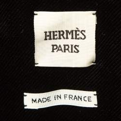 Hermès Black Print Silk Satin Zip Front Biker Jacket S