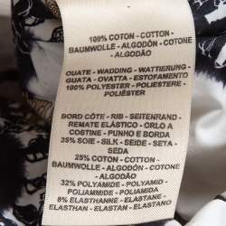 Hermes White Print Cotton Zip Front Biker Jacket S
