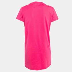 Pre Owned Hermès Pink Embroidered Pocket Cotton Knit Mini T-Shirt Dress M
