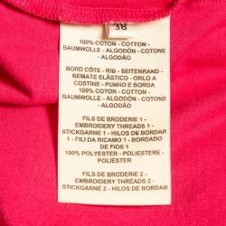 Pre Owned Hermès Pink Embroidered Pocket Cotton Knit Mini T-Shirt Dress M