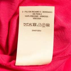 Pre Owned Hermès Pink Embroidered Pocket Cotton Knit Mini T-Shirt Dress M