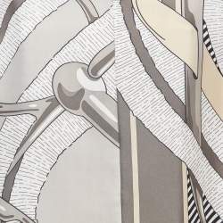 Hermès Grey Printed Silk Oversized Midi Dress S