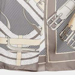 Hermès Grey Printed Silk Oversized Midi Dress S