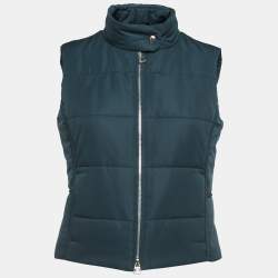 Hermès Teal Blue Synthetic Sleeveless Quilted Vest S