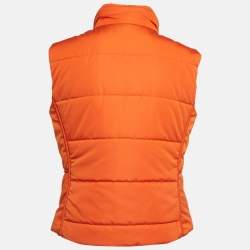 Hermès Orange Synthetic Sleeveless Quilted Vest M