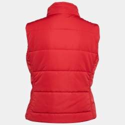 Hermès  Red Synthetic Sleeveless Zip Front Quilted Vest M