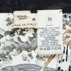 Hermes Black Animal Print Silk & Knit Trim Long Twillaine Cardigan M