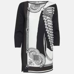 Hermes Black Printed Silk and Knit Tunic Top M