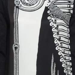 Hermes Black Printed Silk and Knit Tunic Top M