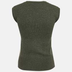 Hermes Olive Green Cashmere Knit Sweater Vest S