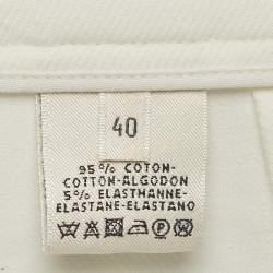 Hermes White Cotton Twill Skinny Trousers M