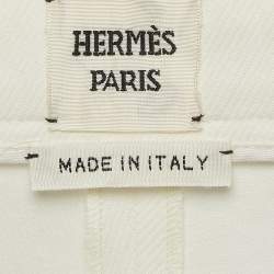 Hermes White Cotton Twill Skinny Trousers M