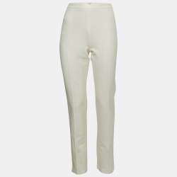 Hermes White Cotton Twill Skinny Trousers M