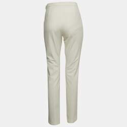 Hermes White Cotton Twill Skinny Trousers M
