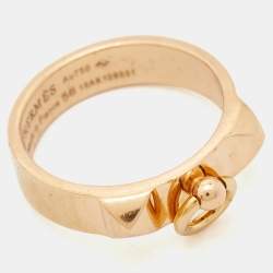 Hermes Collier de Chien 18k Rose Gold Ring Size 56