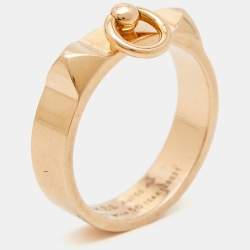 Hermes Collier de Chien 18k Rose Gold Ring Size 56