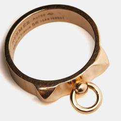 Hermes Collier de Chien 18k Rose Gold Ring Size 56