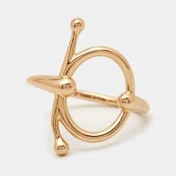 Hermes Filet d'Or Ring Small Model 18k Rose Gold Ring Size 53