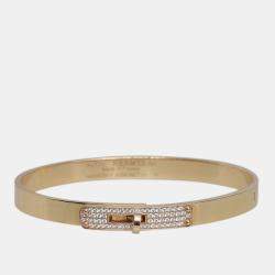Hermes 18K Gold Diamond Buckle Kelly Bracelet