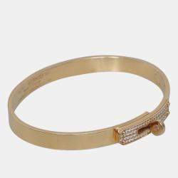 Hermes 18K Gold Diamond Buckle Kelly Bracelet