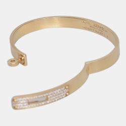 Hermes 18K Gold Diamond Buckle Kelly Bracelet
